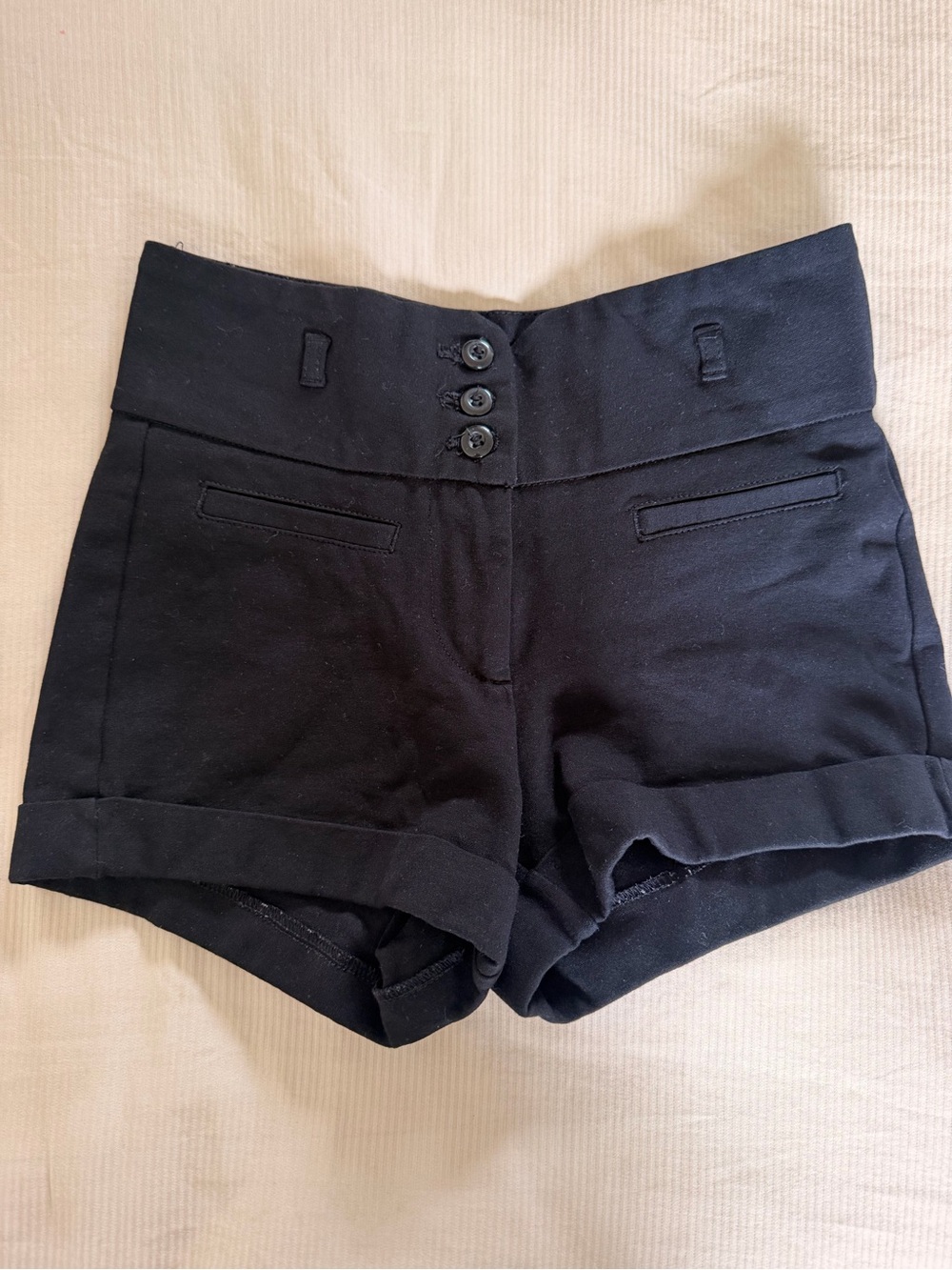 Active USA Black High-Waist Cuffed Women's Shorts